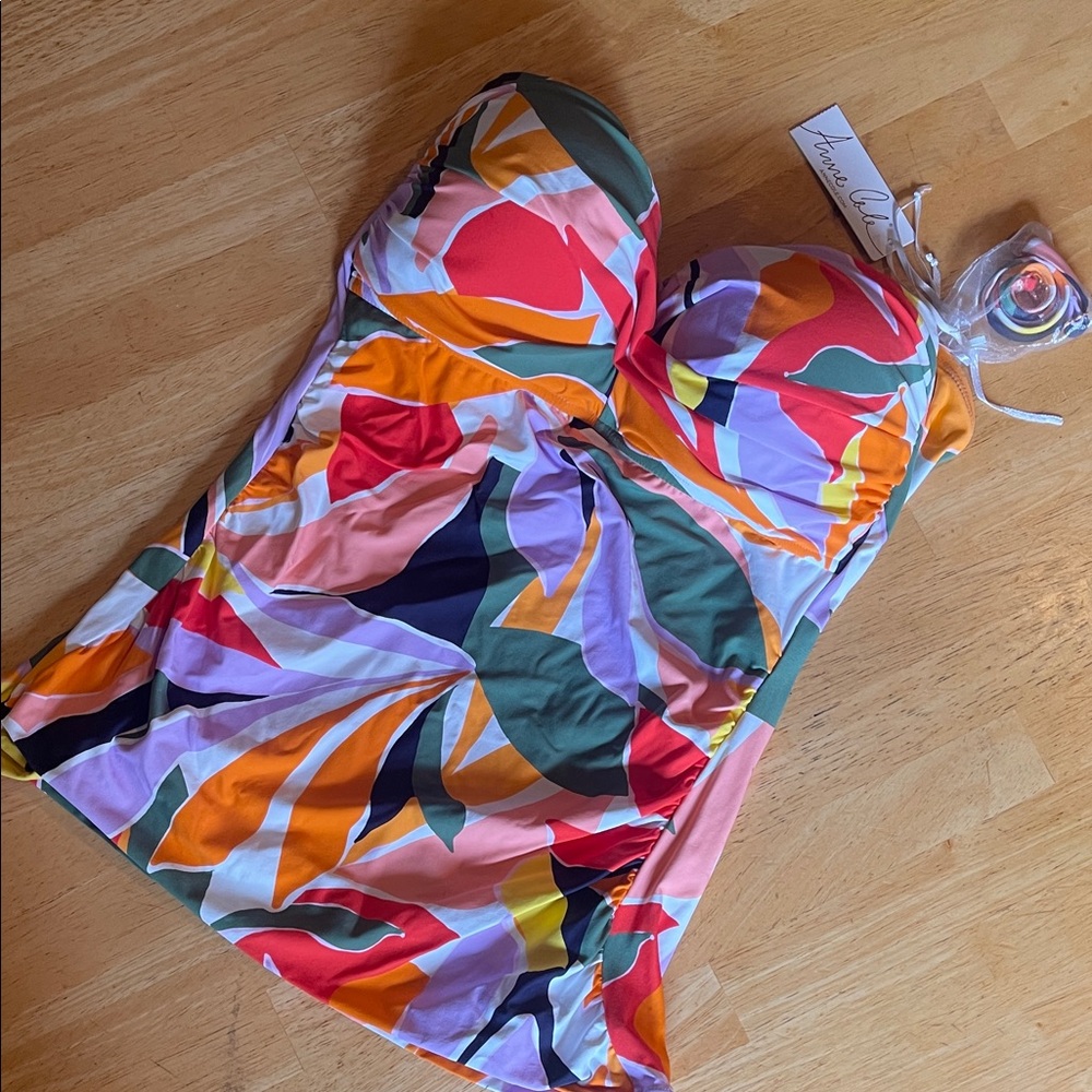 Anne Cole Multicolor Strapless Swimsuit Top with Optional Straps